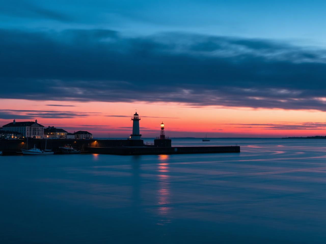 Dún Laoghaire harbour at sunset